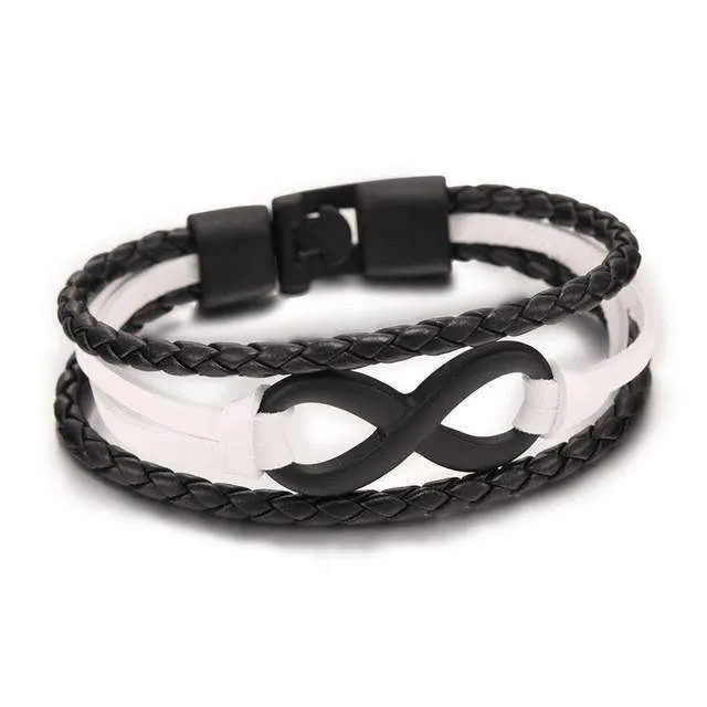 Infinity Leather Chain Bangle Bracelet