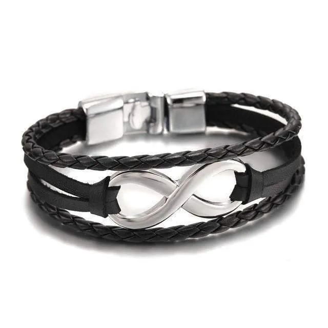 Infinity Leather Chain Bangle Bracelet