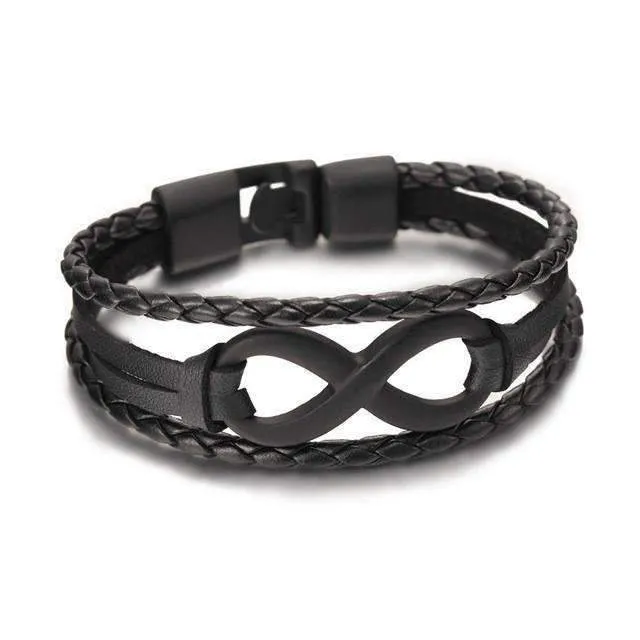 Infinity Leather Chain Bangle Bracelet