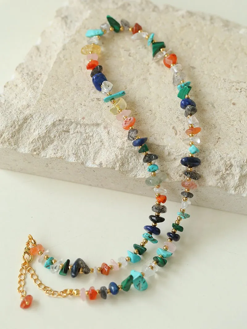 Irregular Colored Stone Natural Stone Bead Necklace