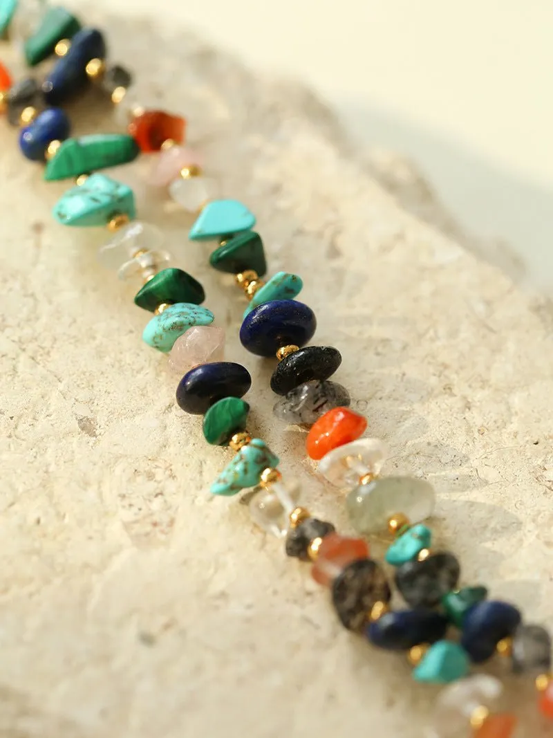 Irregular Colored Stone Natural Stone Bead Necklace