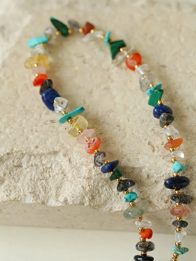 Irregular Colored Stone Natural Stone Bead Necklace