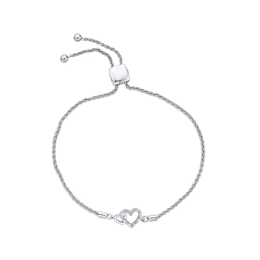 KATARINA Double Heart Diamond Tennis Bracelet (1/20 cttw)