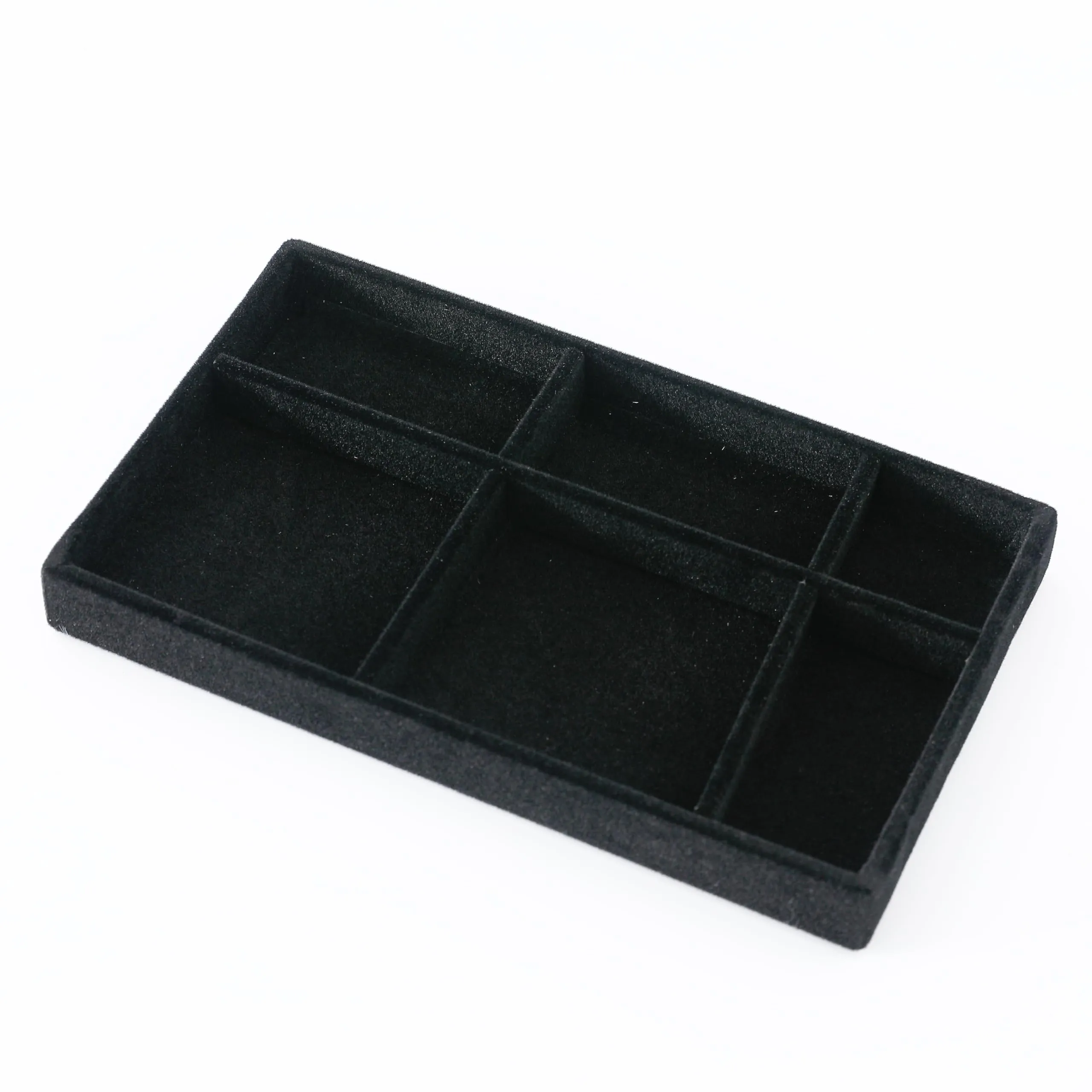 Kuber Industries 16 Pieces Velvet Jewelry Trays Organizer | Jewelry Storage Box | Jewelry Organizer | Showcase Holder Dresser Organizer for Earring Necklace Bracelet Ring | Pack of 4 |YBL4-03 |Black