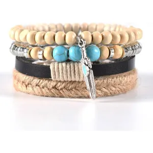 Leather Bracelet Bohemian Feather