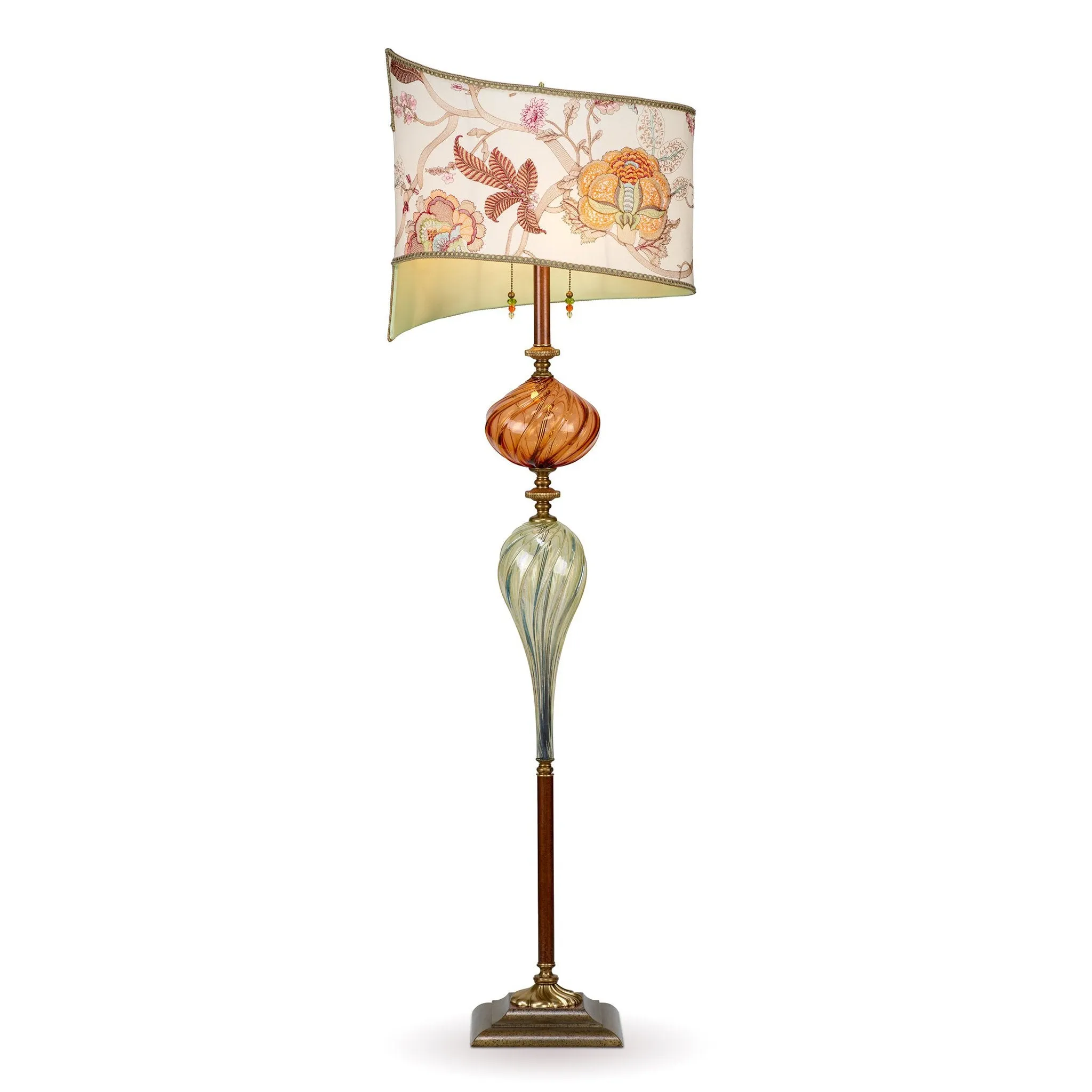 Manuel Floor Lamp f203ao164 by Kinzig Design Colors Soft Greens Rust Tangerine Burgundy