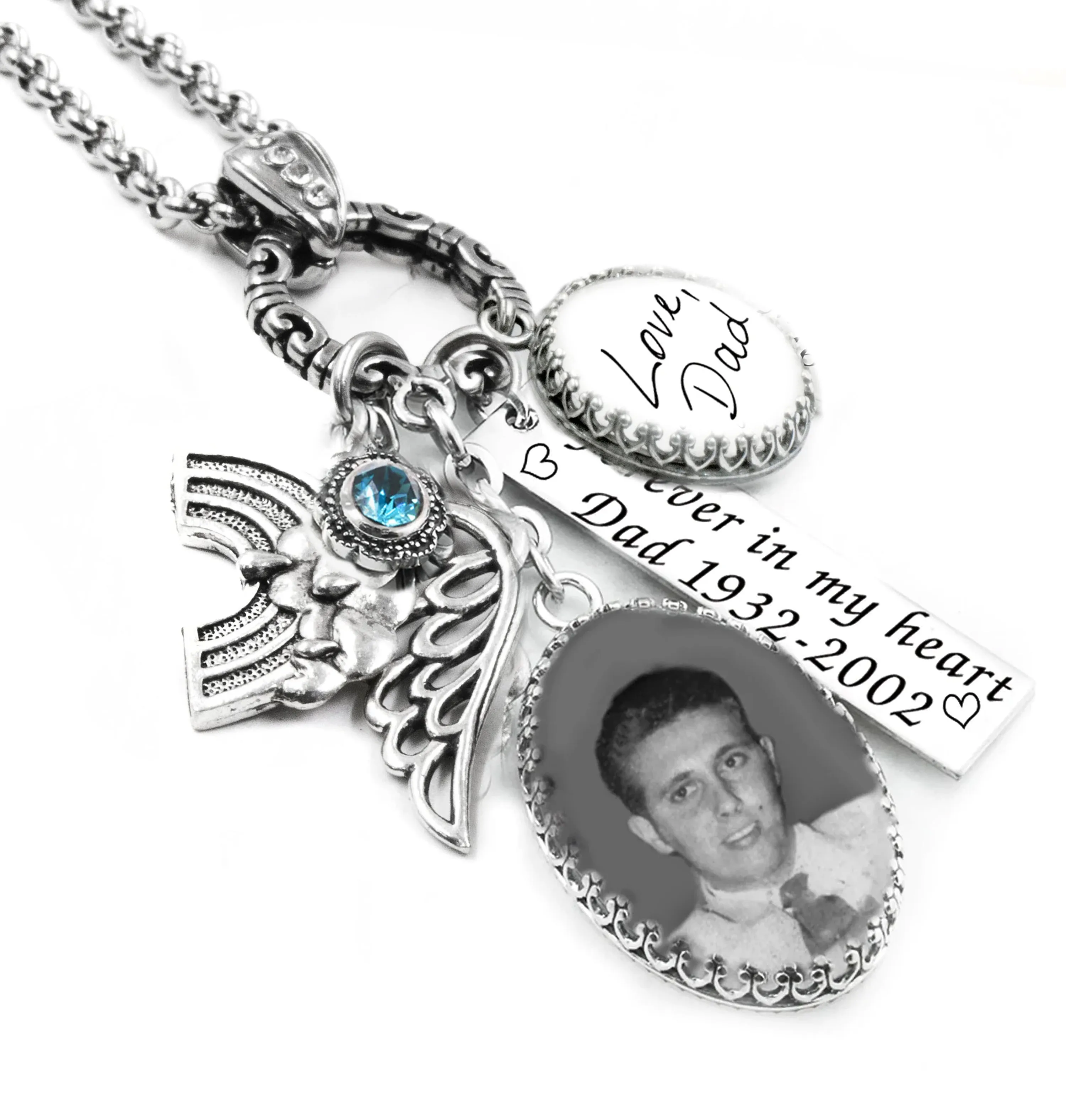 Memorial Photo Necklace with Cremation Urn for Ashes