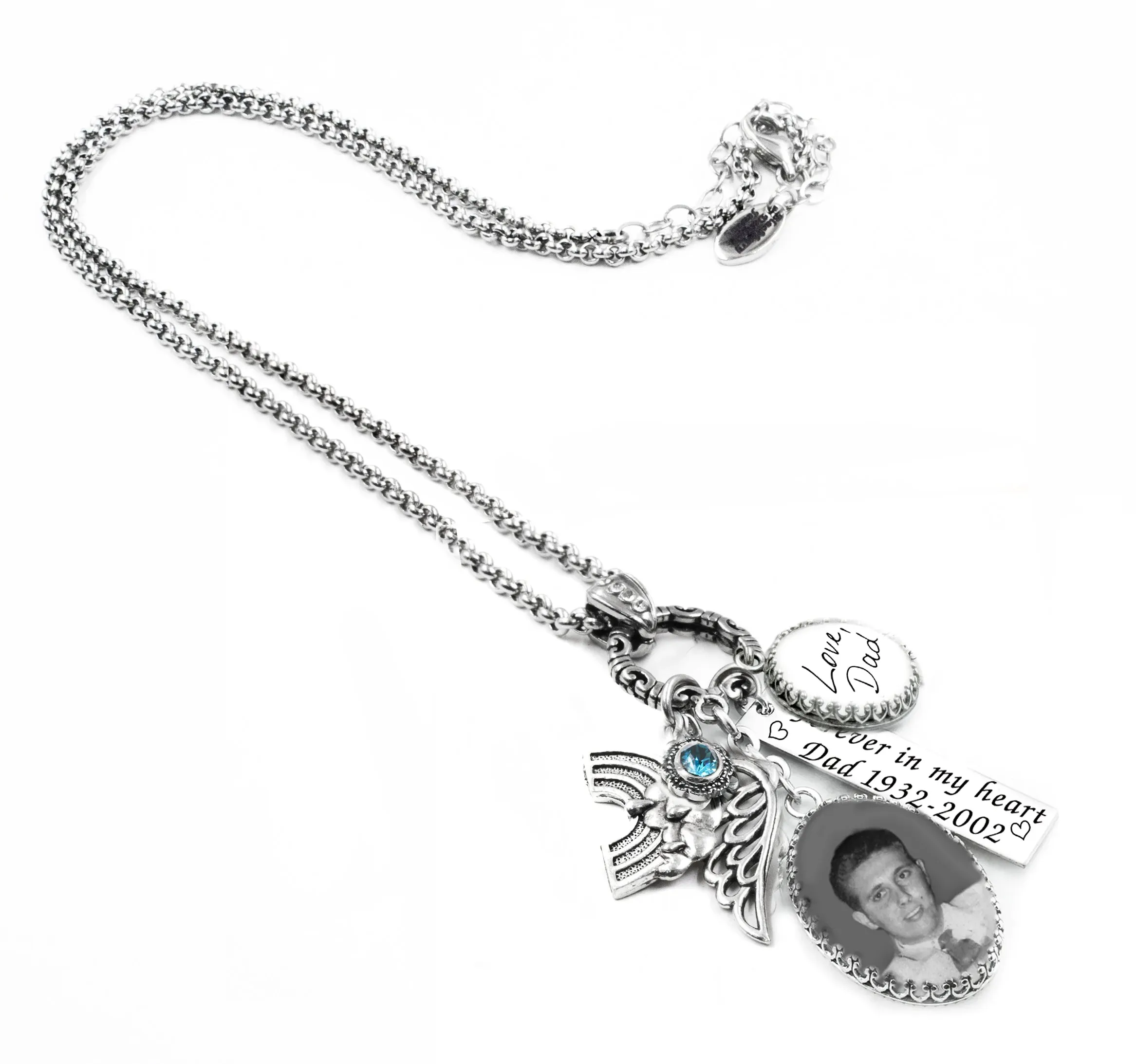 Memorial Photo Necklace with Cremation Urn for Ashes