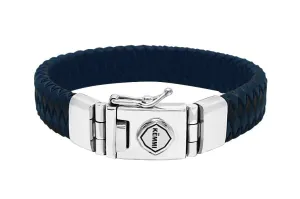 Men's Chase Flat Blue Leather Bracelet