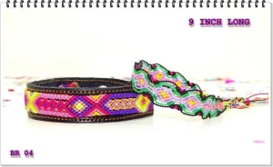 Mexican Friendship Bracelet Set in Pink & Black