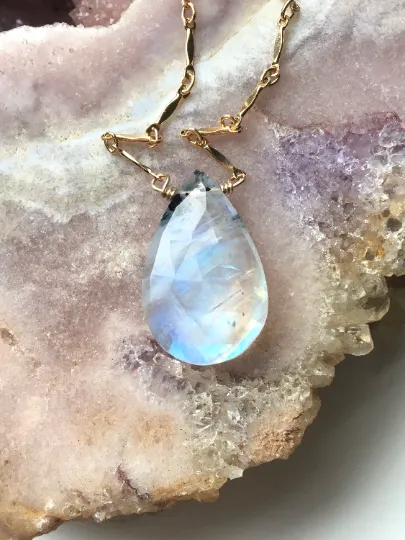 Moonstone Statement Necklace 14k Gold Filled