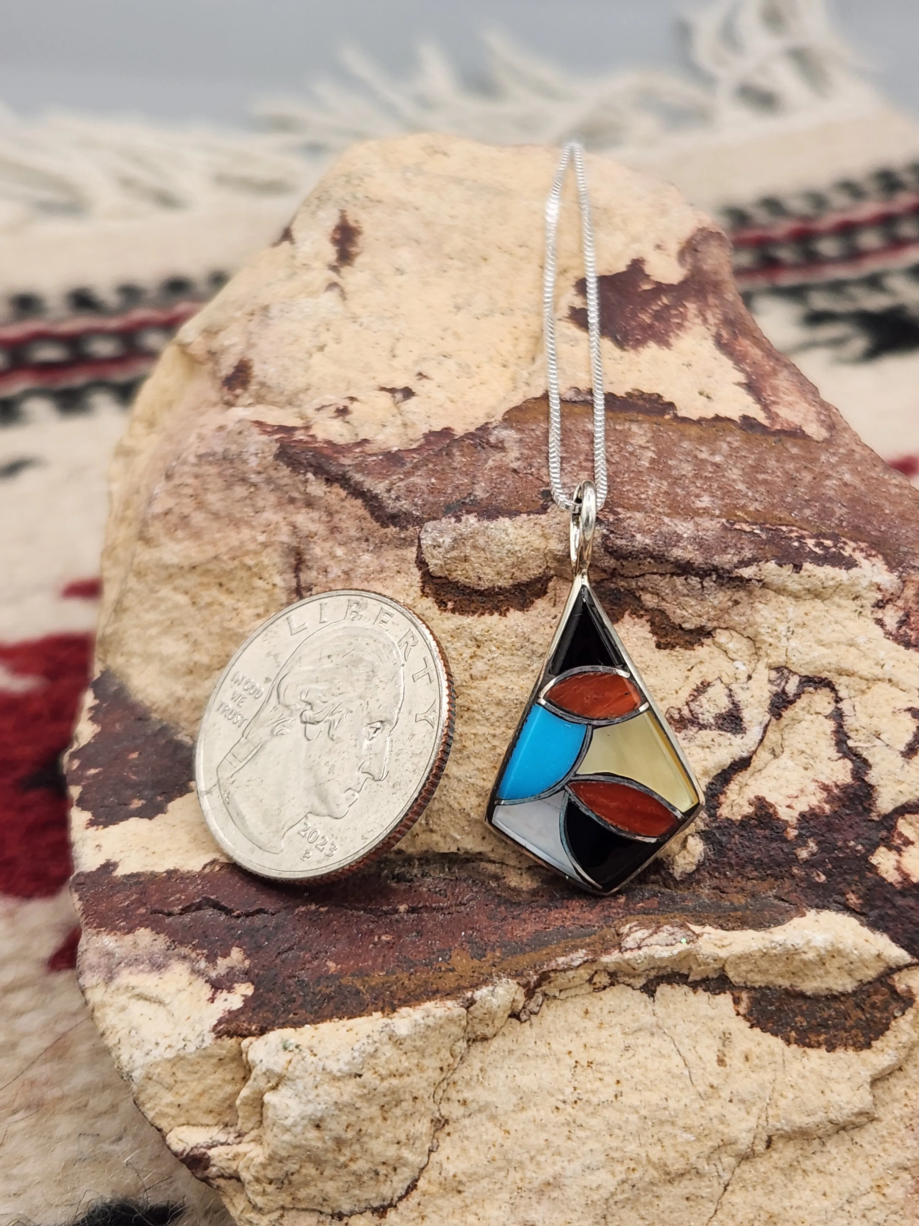 MULTI STONE INLAY PENDANT- ZUNI - DERRICK & LORELIA CHAVEZ