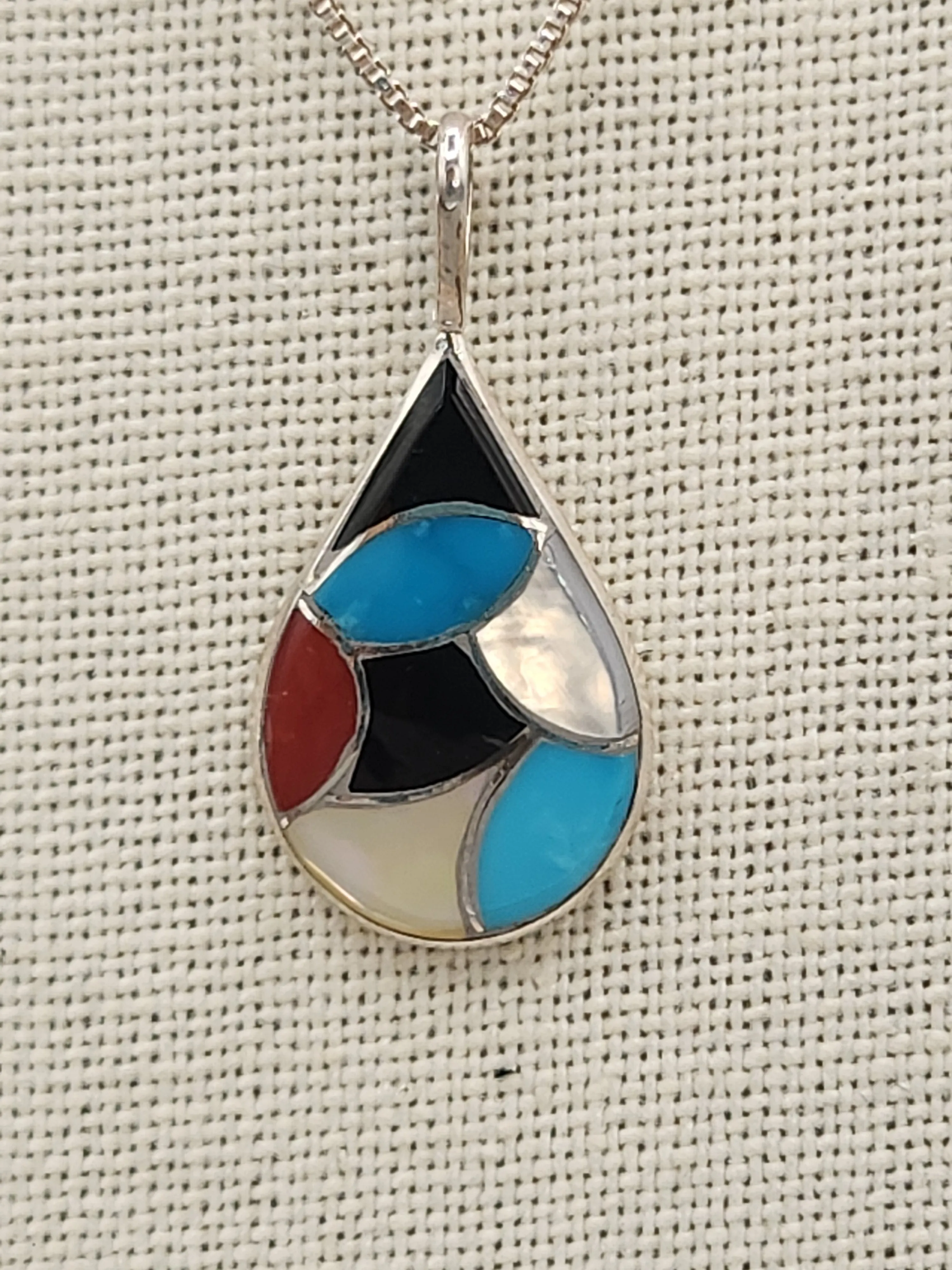 MULTI STONE INLAY PENDANT  - ZUNI - DERRICK & LORELIA CHAVEZ