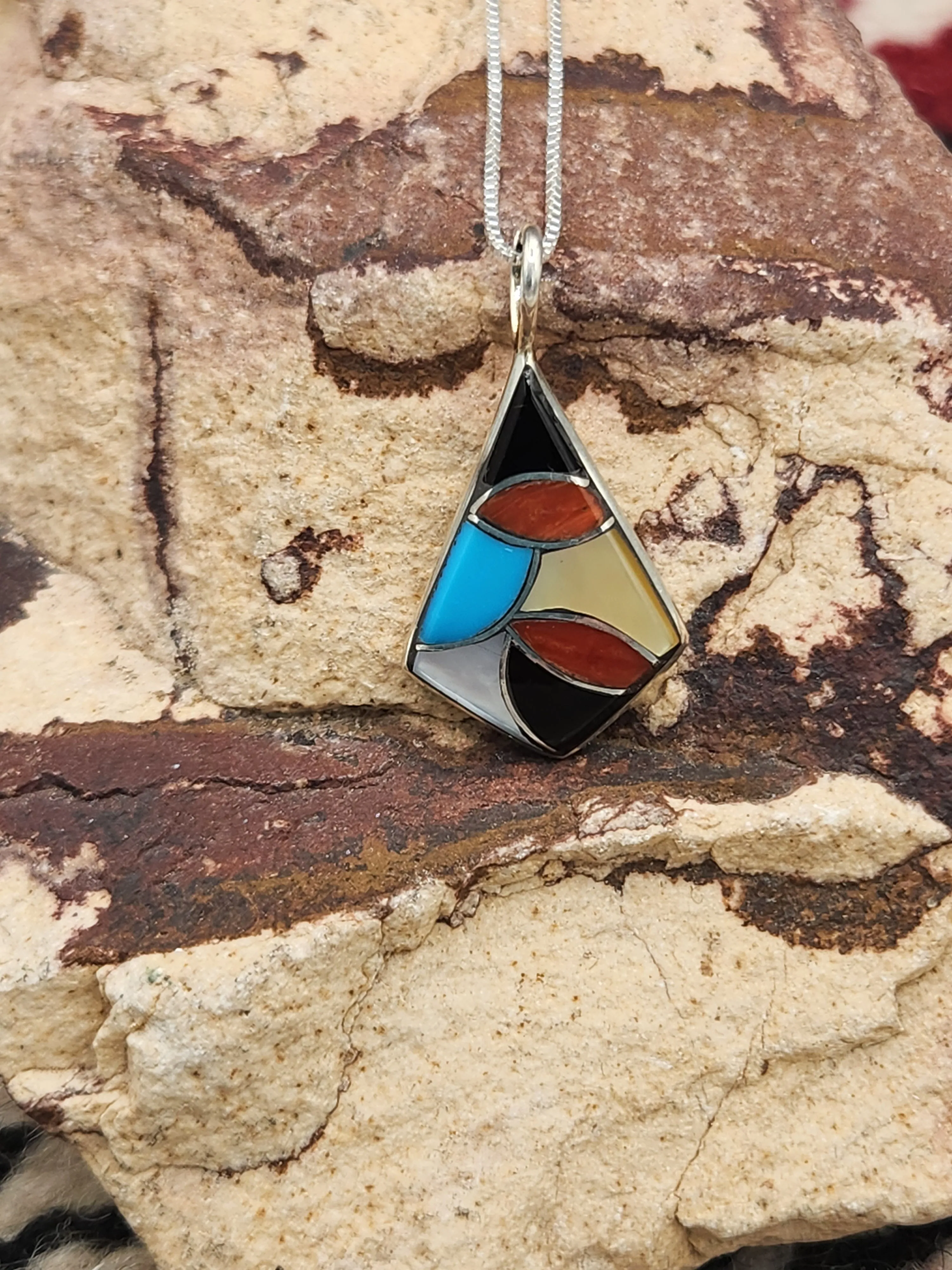 MULTI STONE INLAY PENDANT- ZUNI - DERRICK & LORELIA CHAVEZ