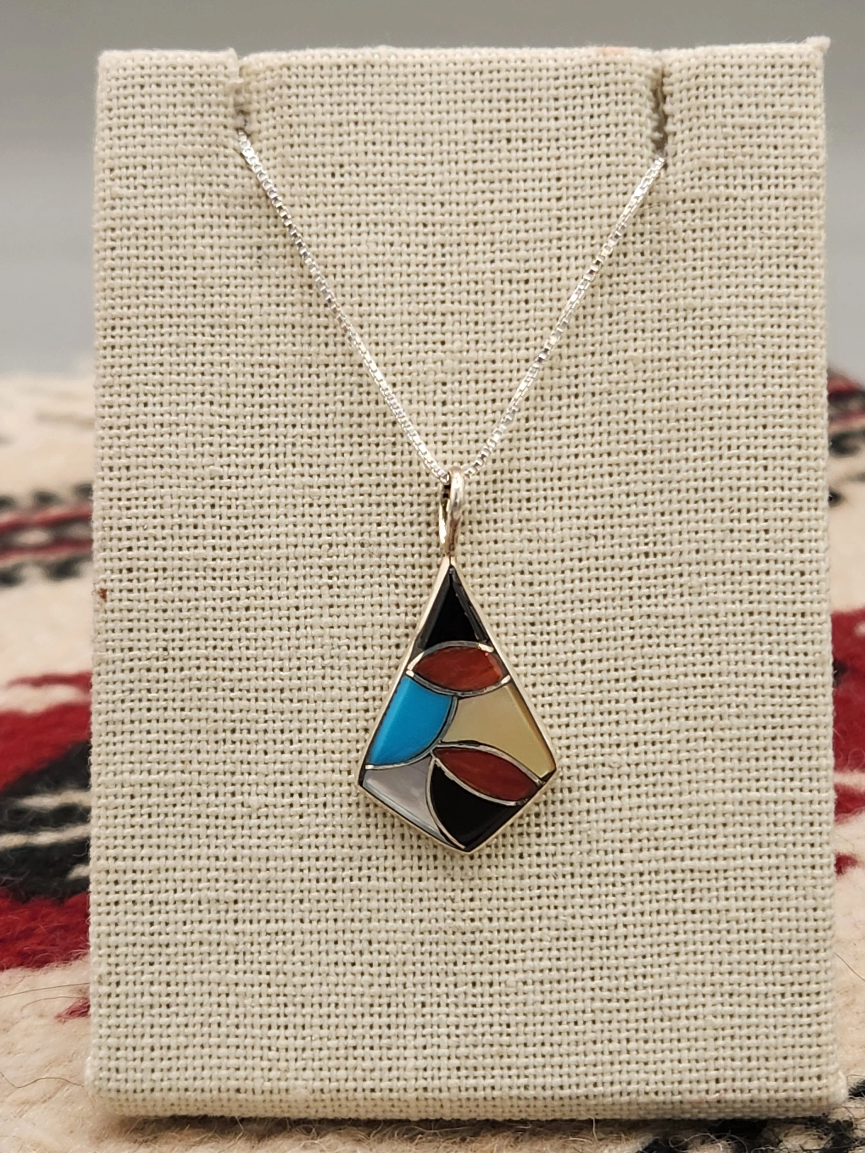 MULTI STONE INLAY PENDANT- ZUNI - DERRICK & LORELIA CHAVEZ