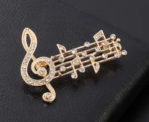 Music Note Brooch Vintage Look Gold plated Celebrity Concert Broach King Pin i11