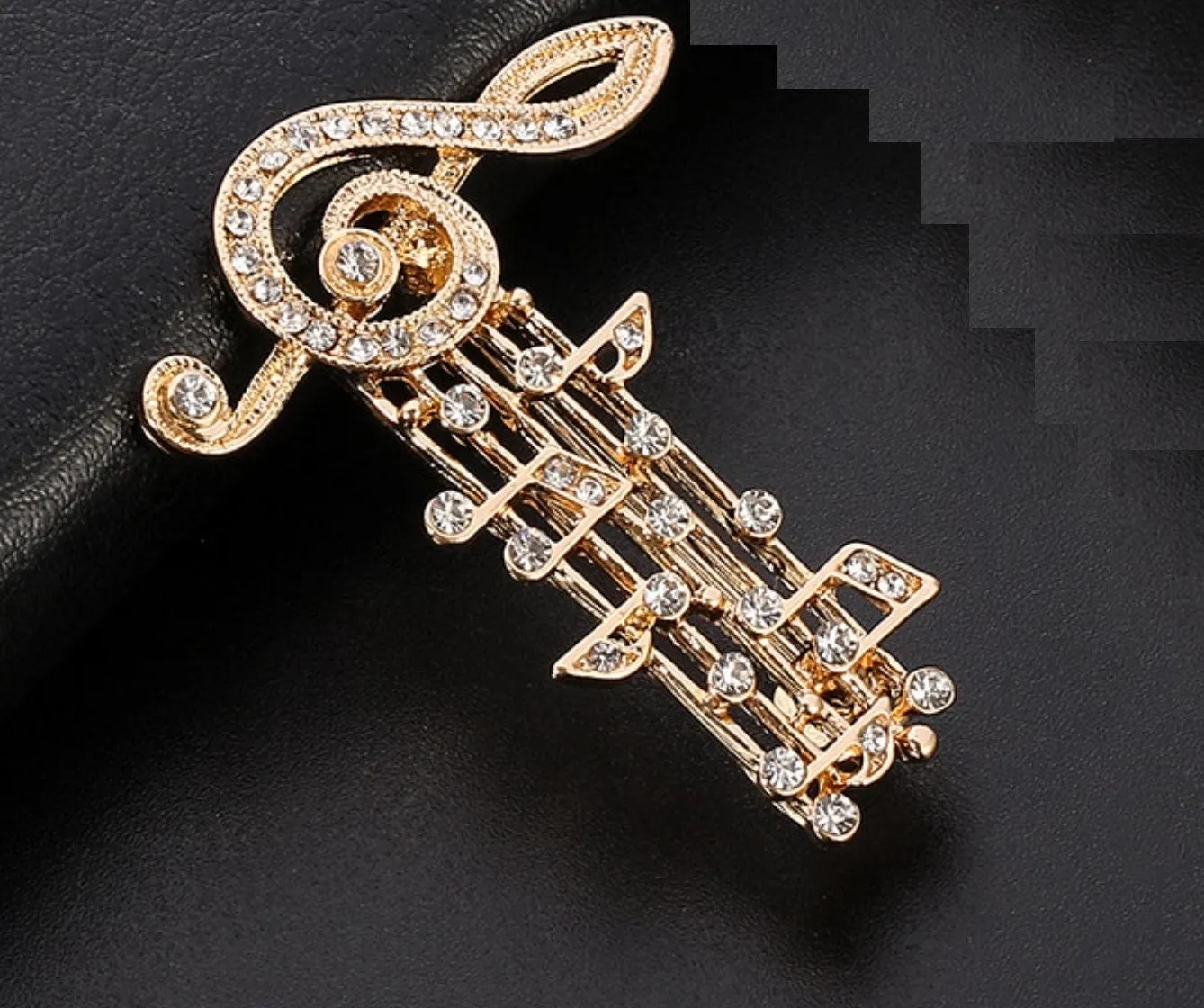 Music Note Brooch Vintage Look Gold plated Celebrity Concert Broach King Pin i11