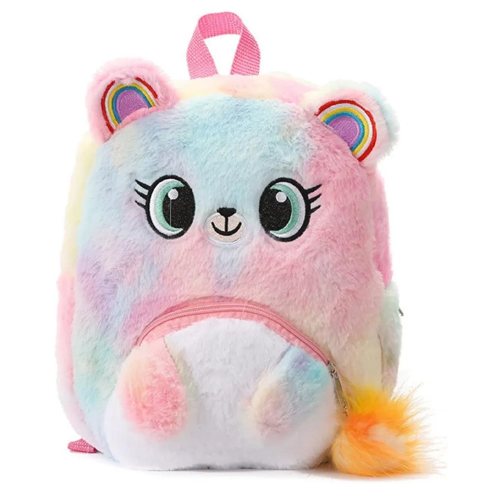 (NET)  Kawaii Colorful Fuzzy Plush Backpack