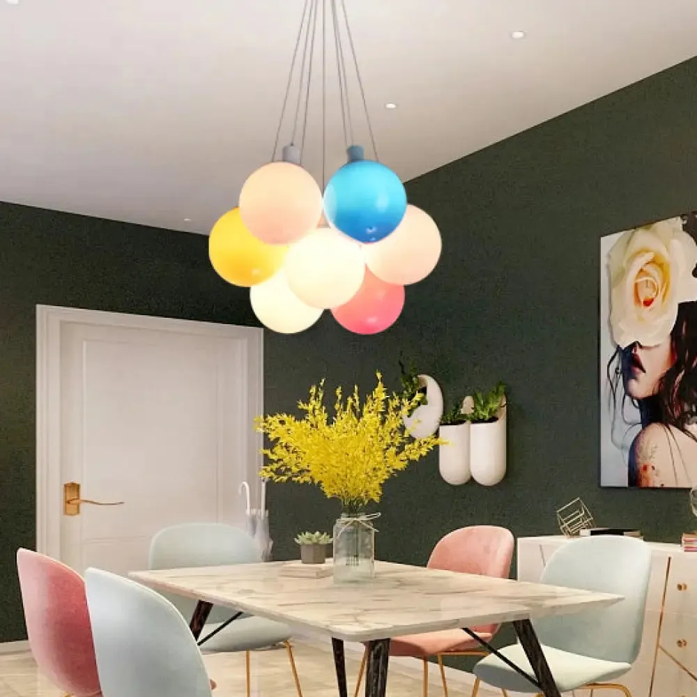 Nordic Style Acrylic Balloon Pendant Light - Multicolor Cluster Lamp