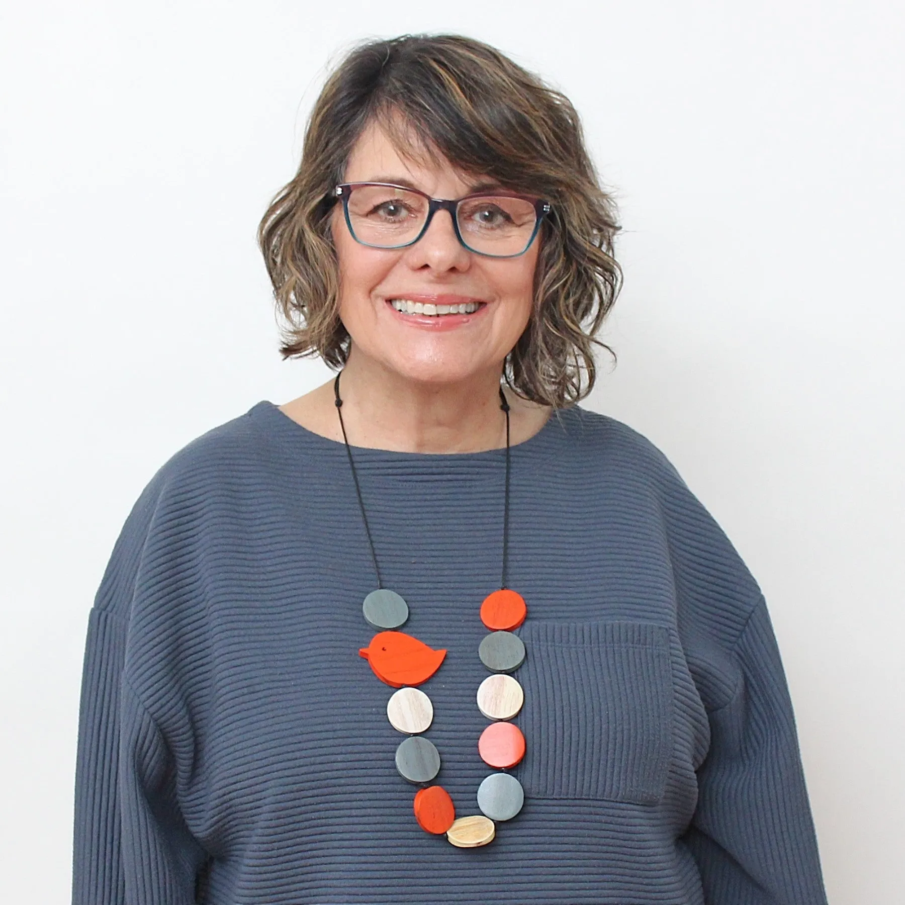 Orange Beaded Robin Necklace