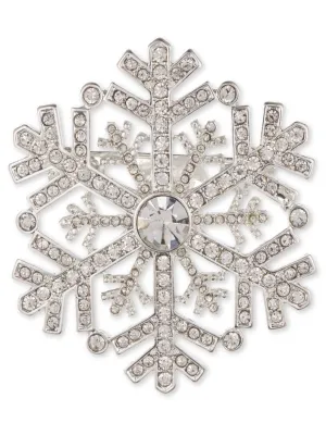 Pave Snowflake Pin - Silver