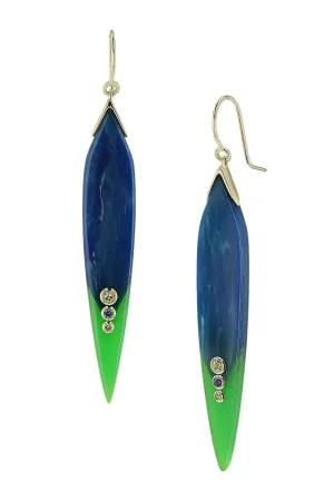 Peridot Sapphire Blue Green Bakelite Earrings