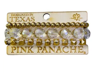 Pink Panache - Gold   Clear Beaded Bracelet Set