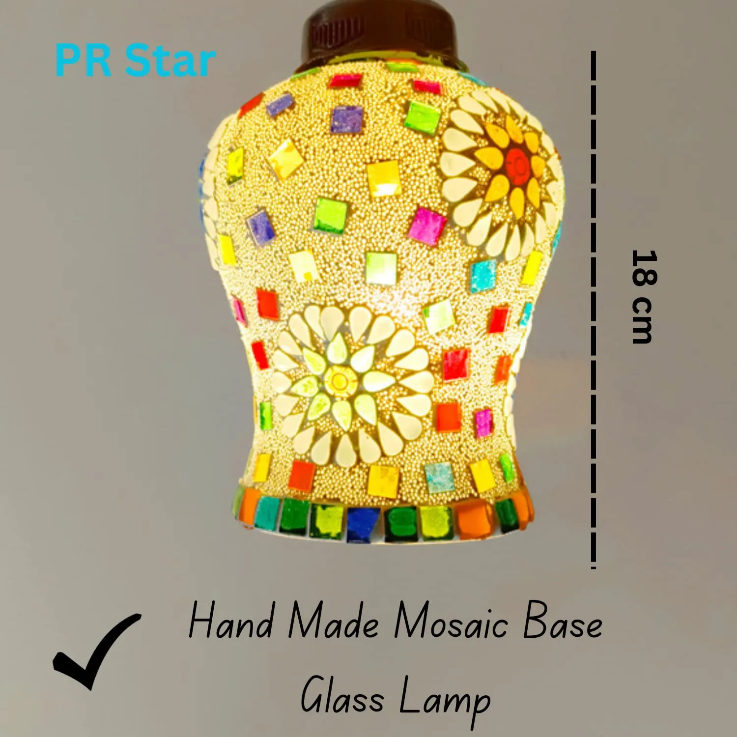 PR Star Classical Hanging Glass Mosaic Multi 3 Light Chandelier Pendants Ceiling Lamp (Multi Color)