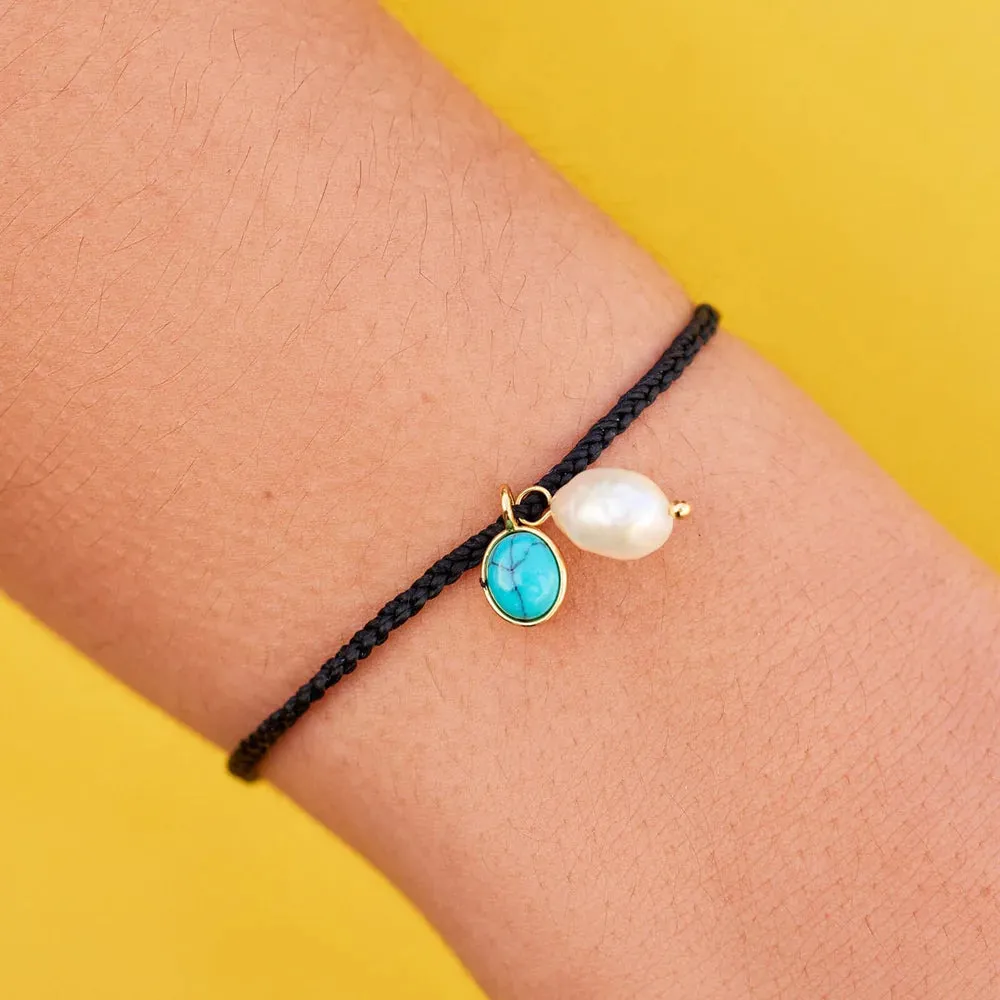 Pura Vida Pearl And Turquoise GD Charm