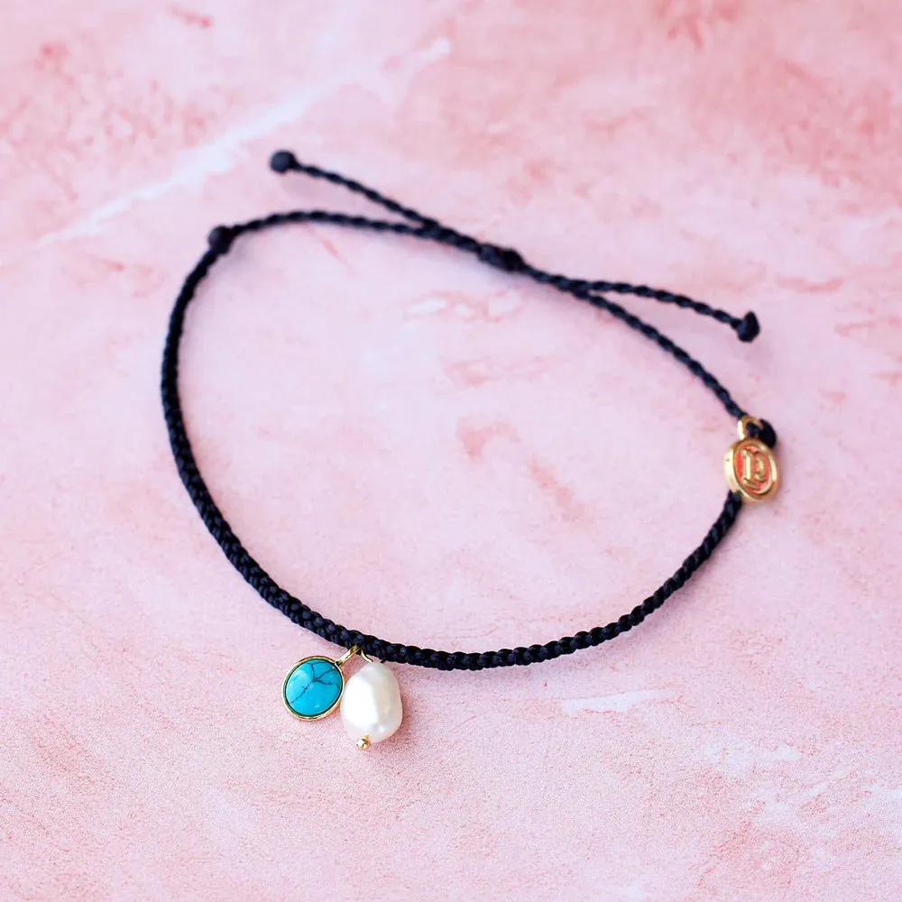 Pura Vida Pearl And Turquoise GD Charm