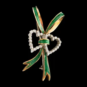 Retro Enamel & Diamond Yellow Gold Brooch, circa 1940s