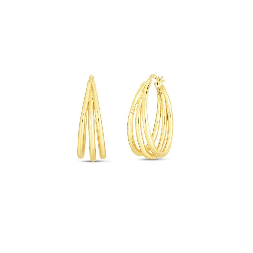 Roberto Coin Oro Classic 18K Yellow Gold Graduated Thin Triple Hoop Earrings