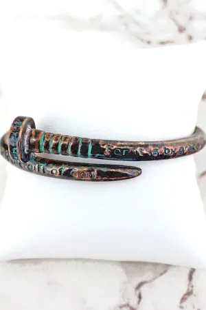 SALE! Patina Coppertone Philippians 4:6 Nail Bangle