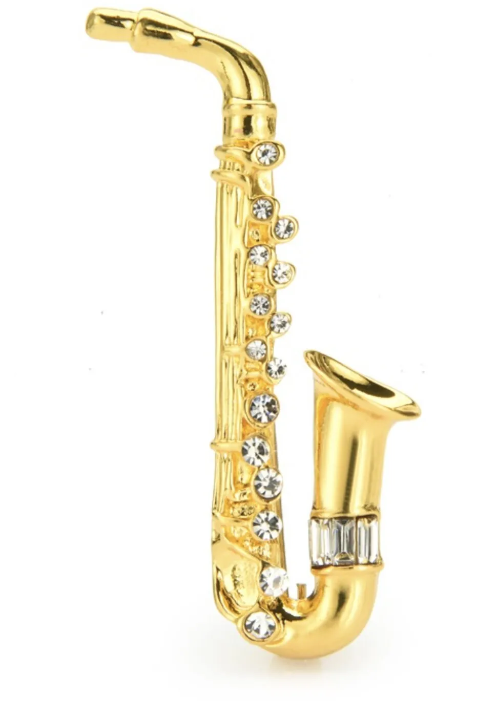 Saxophone brooch vintage look queen music broach gold silver plated pin k38 new