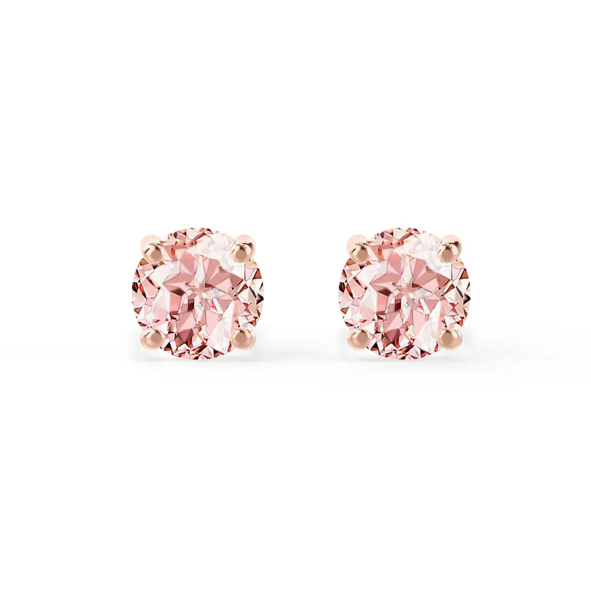 SENA - Round Champagne Sapphire 18k Rose Gold Stud Earrings