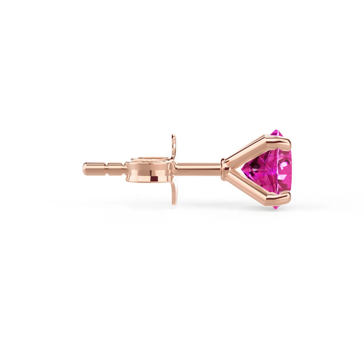 SENA - Round Pink Sapphire 18k Rose Gold Stud Earrings