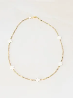 Signature White Cross Choker - 2mm