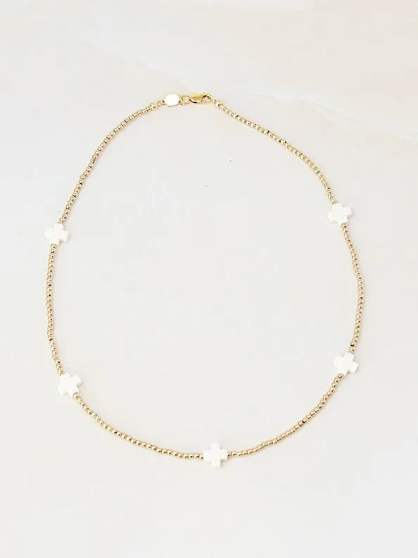 Signature White Cross Choker - 2mm