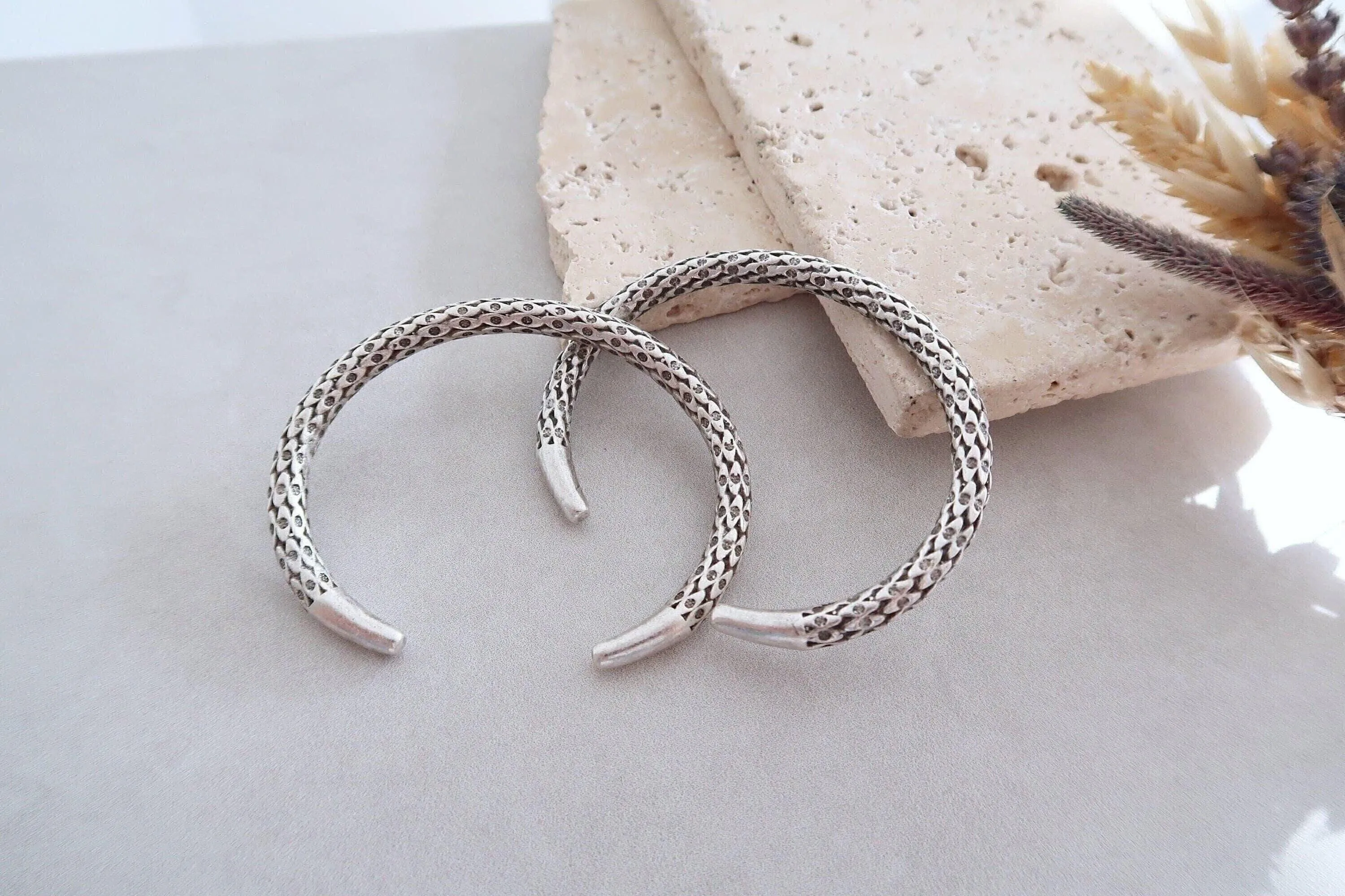 Silver Snakeskin-Style Cuff