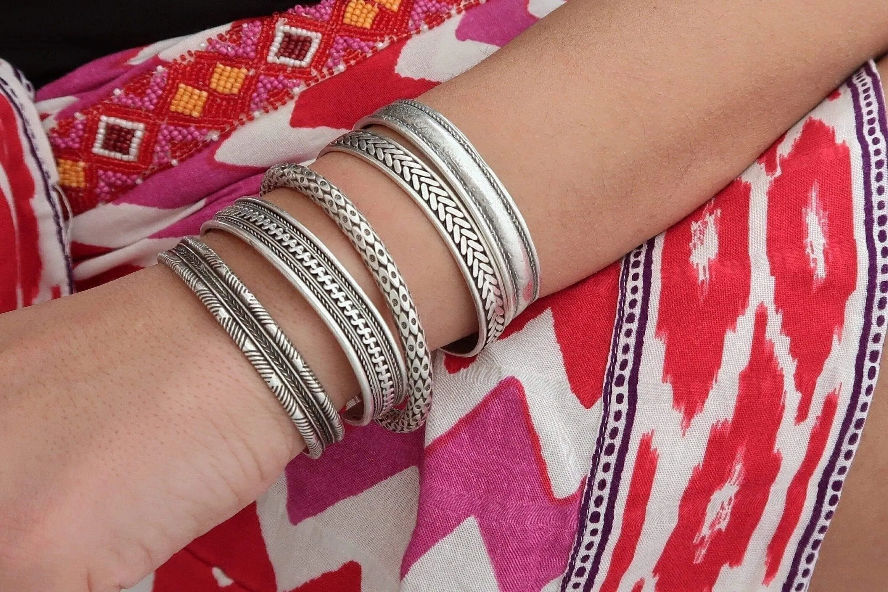 Silver Snakeskin-Style Cuff