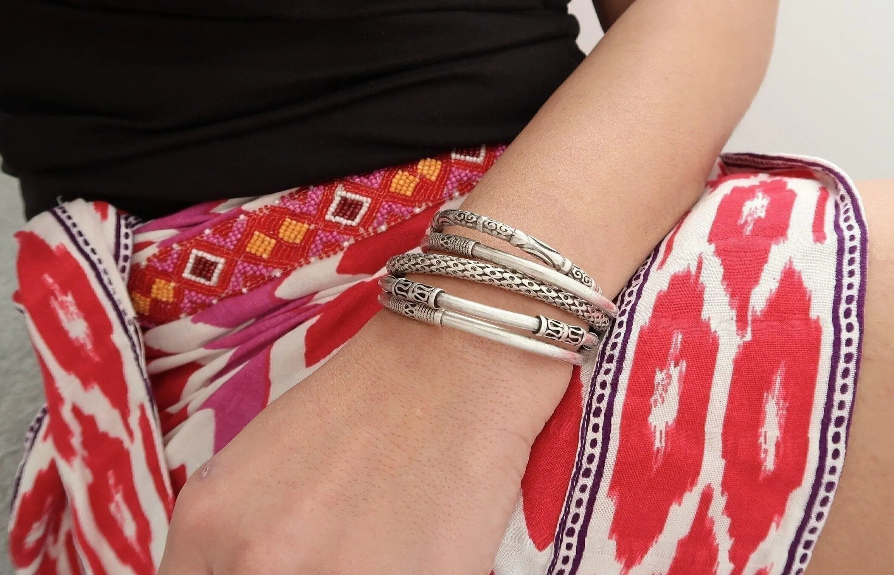 Silver Snakeskin-Style Cuff