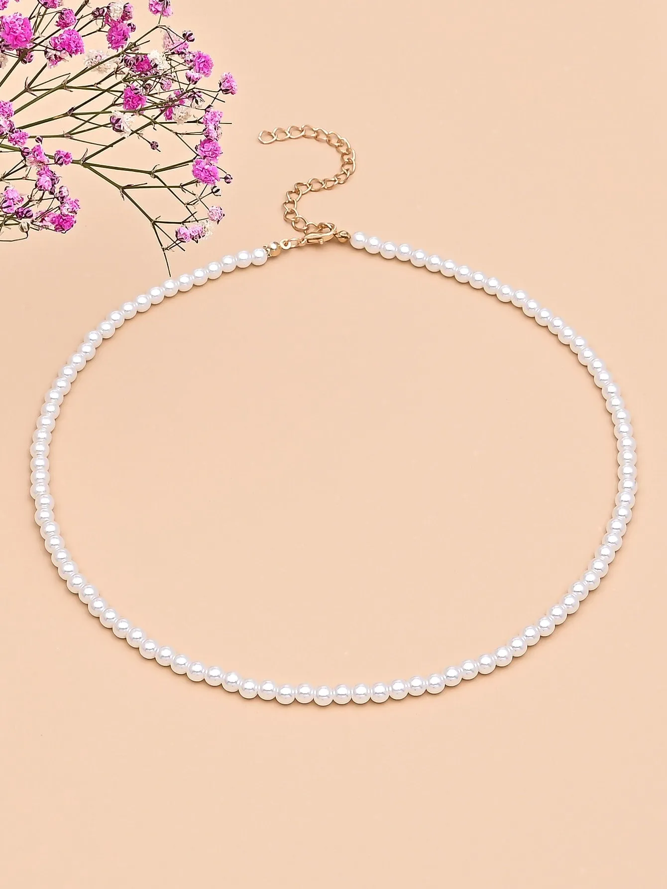 Simple White Faux Pearl Decor Necklace for Women Girls Accessories Jewelry Gifts