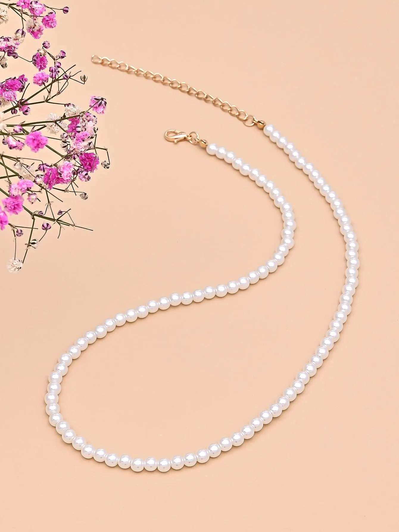 Simple White Faux Pearl Decor Necklace for Women Girls Accessories Jewelry Gifts