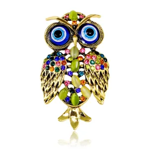 SISSLIA Lapel Pin Broches Jewelry Women Lady Sweater Hats Buckles Vintage Owl Brooch Corsage Scarf Crystal Brooches