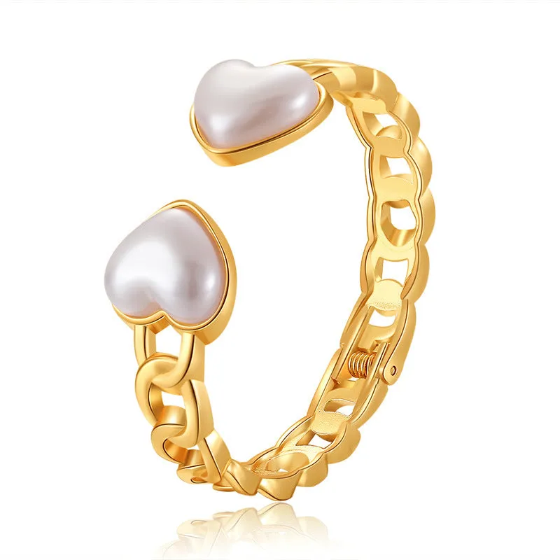 Sisslia Vintage Baroque Pearl Pendant Bracelets Bangles Women Chunky Lock Chain Bracelet Friends Hand Jewelry Gifts