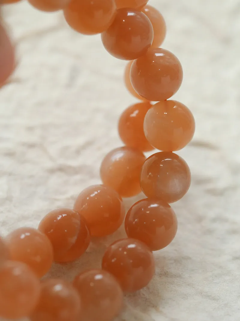 Smooth Round Sunstone Beaded  Choker Necklace