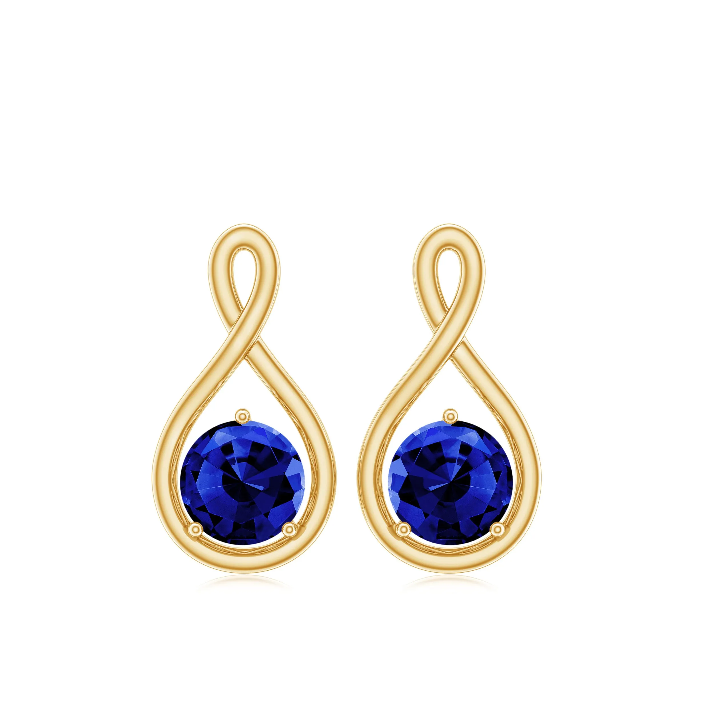 Solitaire Created Blue Sapphire Infinity Stud Earrings