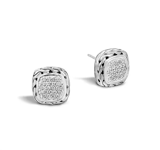 Square Classic Chain Diamond Earrings