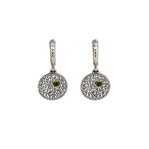 S/S White Sapphire Disc Earrings