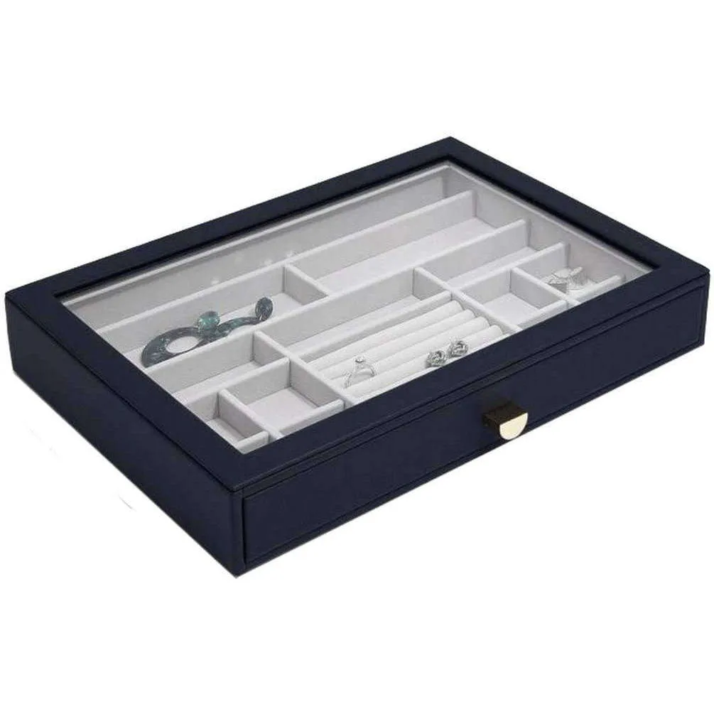 Stackers Supersize Ring and Bracelet Glass Lid Drawer - Navy